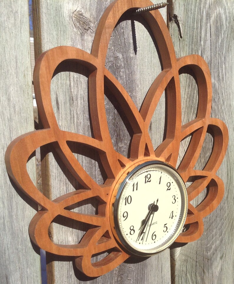 Sunburst Wall Clock Wood Wall Clock Scroll Saw Clock Etsy