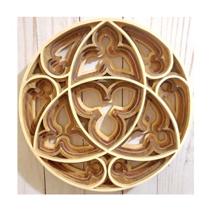 Gothic Rose Window Wall Art: Handmade Wood Decor