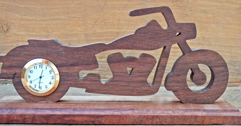 Vintage Desk Clock Tabletop Clock Motorcycle Gifts For Men Rustic Black 759663553803