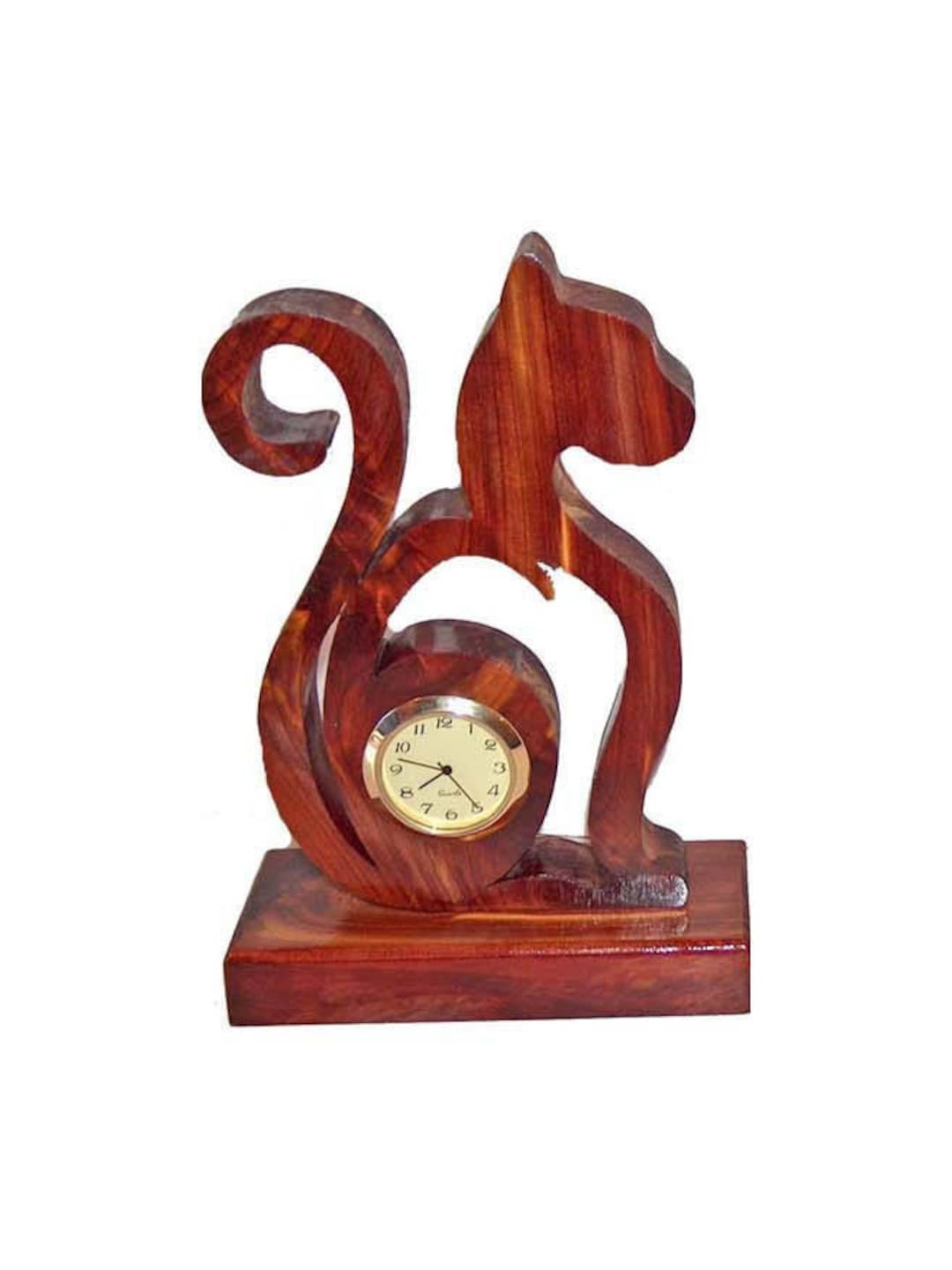 Cat Desk Clock With Scroll Saw Design Cedar, Cherry, Walnut, Mahogany, Zebrawood or Oak Etsy