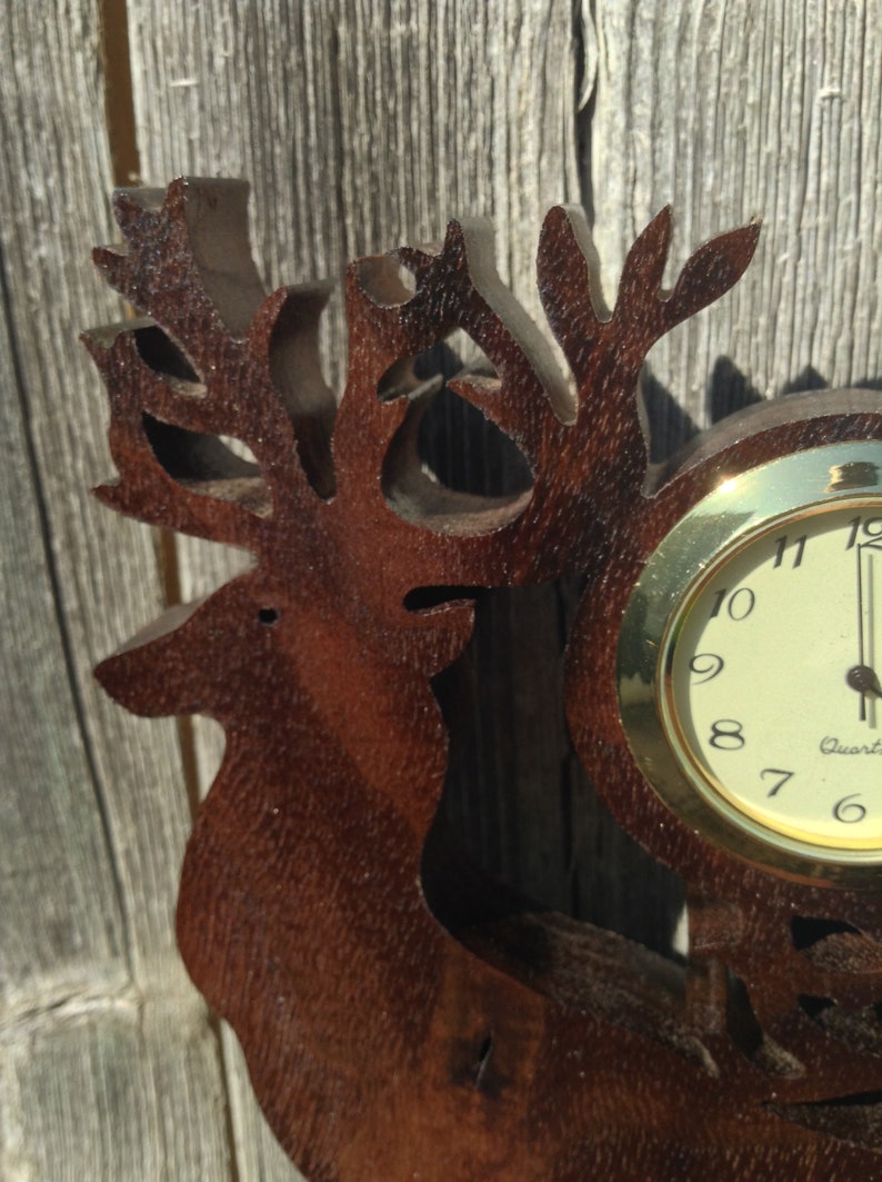 Deer Hunter Gift Deer Desk Wood Clock Retirement Gift Idea Etsy