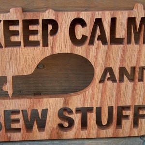 Sewing Room Decor, Keep Calm and Sew Stuff Wood, Hanging Plaque, Sewing Machine Decor, Unique Wall Plaque, Sewing Gift, Housewarming Gift Oak