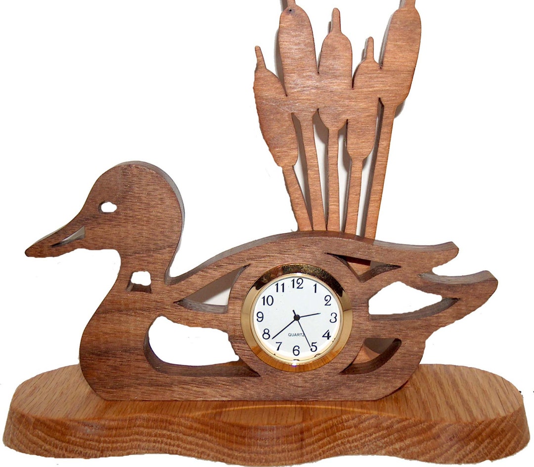 Wood Mallard Desk Clock, Duck Decor, Retirement Gift Idea, Duck Hunting