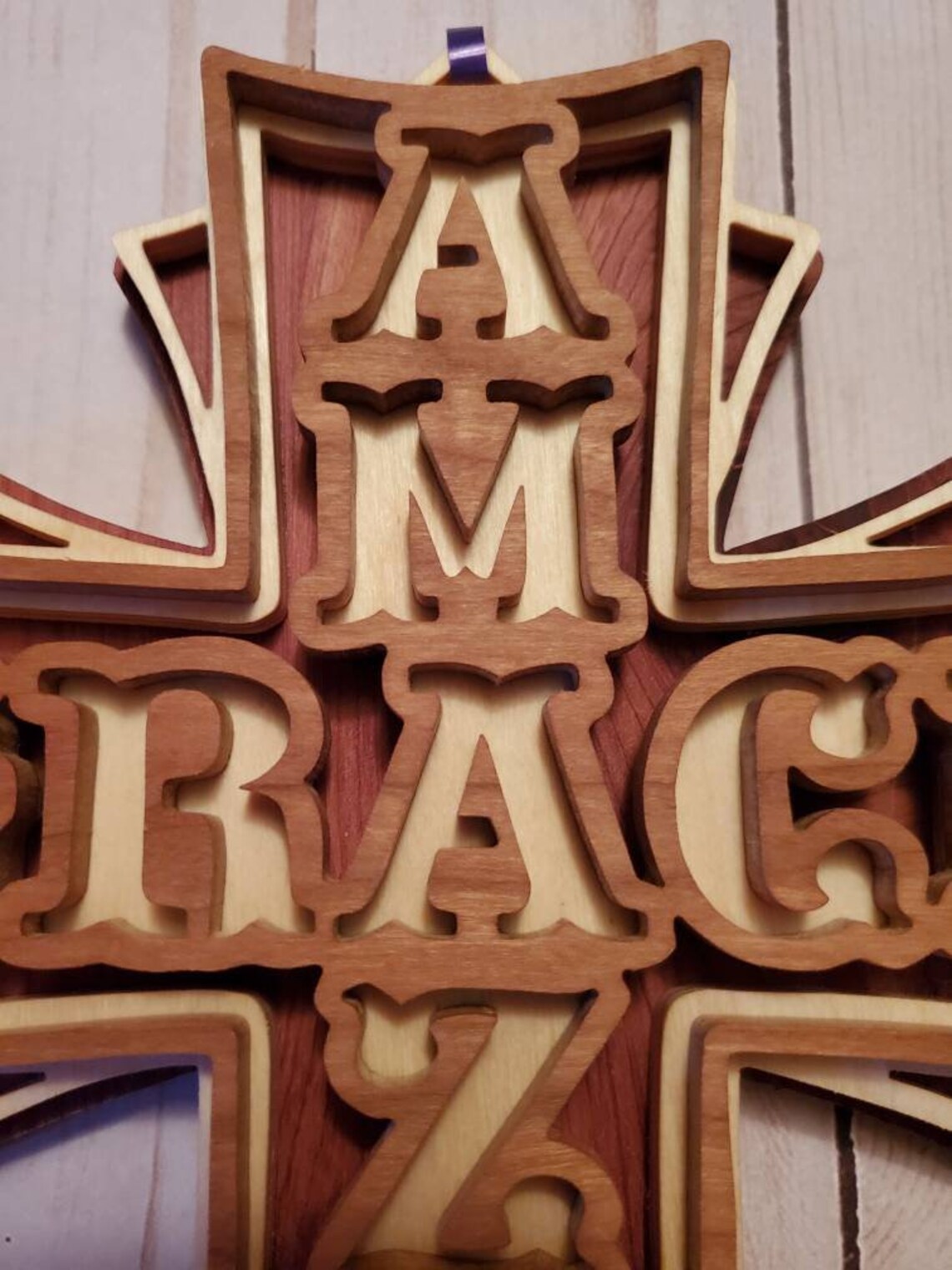 Amazing Grace Layered Wood Cross Cross Wall Art Decor Etsy