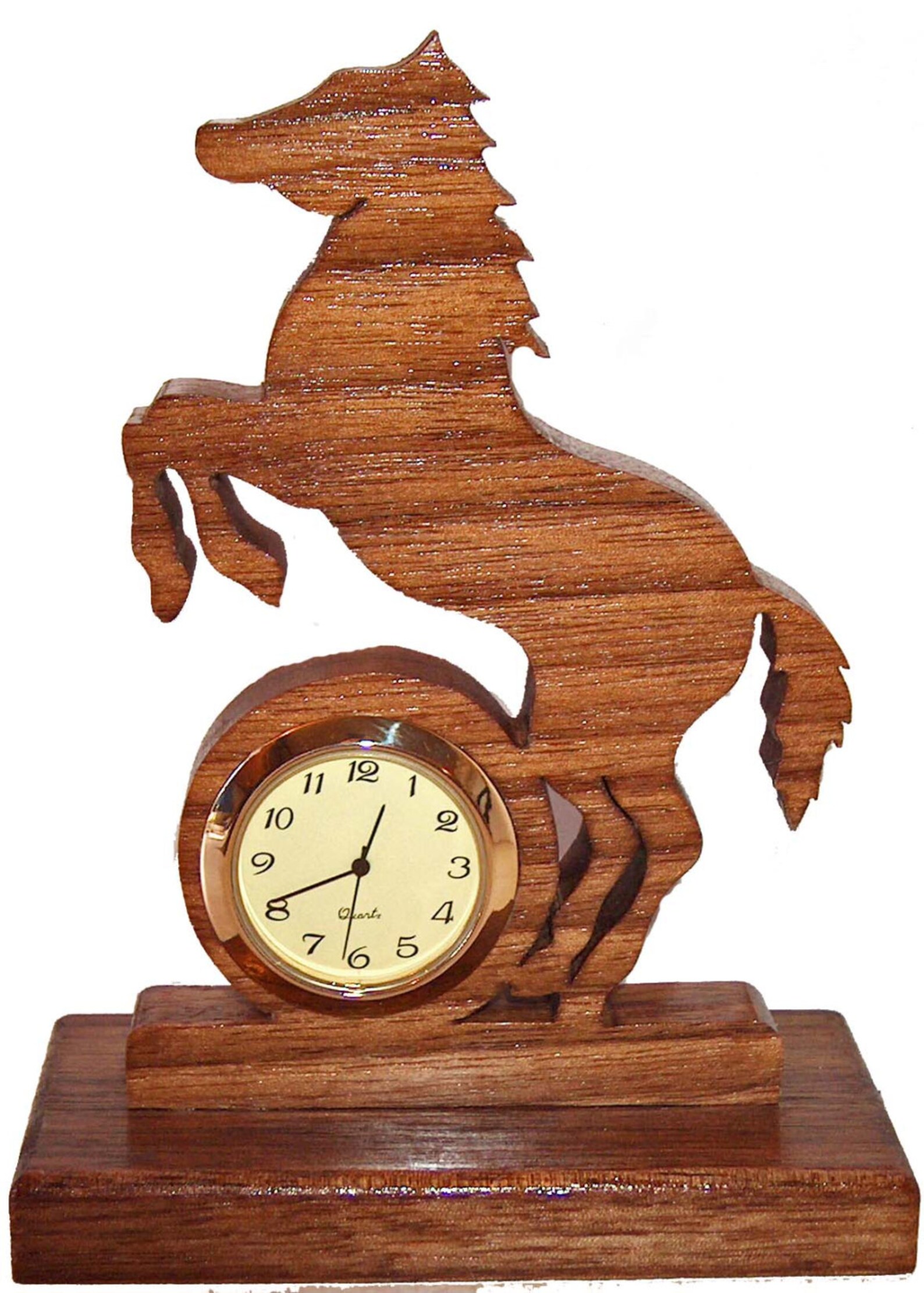 Rearing Horse Desk Clock Horse Decor Wood Clock Home Decor Etsy