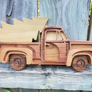 Old Red Truck Decor, Vintage Red Truck, Farmhouse Decor, Truck with Tree, Christmas Decor, Office Decor, Housewarming Gift, Home Decor