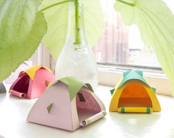 Miniatuur papieren tent digitale sjabloon Dome Tent Craft Camping