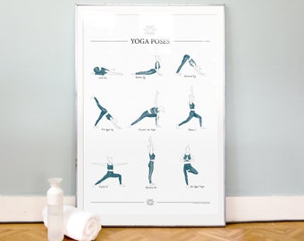 Hand getrokken yoga houdingen A1 poster direct downloaden