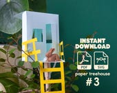 Mini Treehouse Plant Stake Paper Craft β’ Whimsical Potted Plant Decor (PDF/SVG Download)