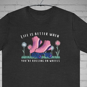 Roller skating t-shirt, Roller derby tee, Roller skater apparel, Skate park fashion, Urban apparel, Roller disco tee, Retro skating shirt
