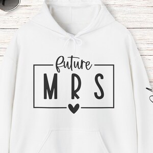 Personalized Future Mrs Sweatshirt w/ last name on Sleeve design, Engagement Sweatshirt for Women, New Bride sweater, Bridal Gift