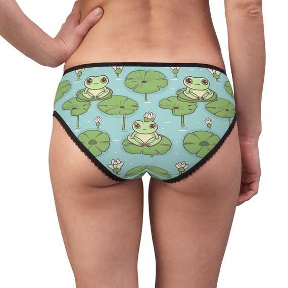 Women's Cute Frogs Underwear Pattern Kawaii Frog Panties Kawaii Pattern  Kawaii Clothing Frog Lingerie Soft Elastic Waistband 