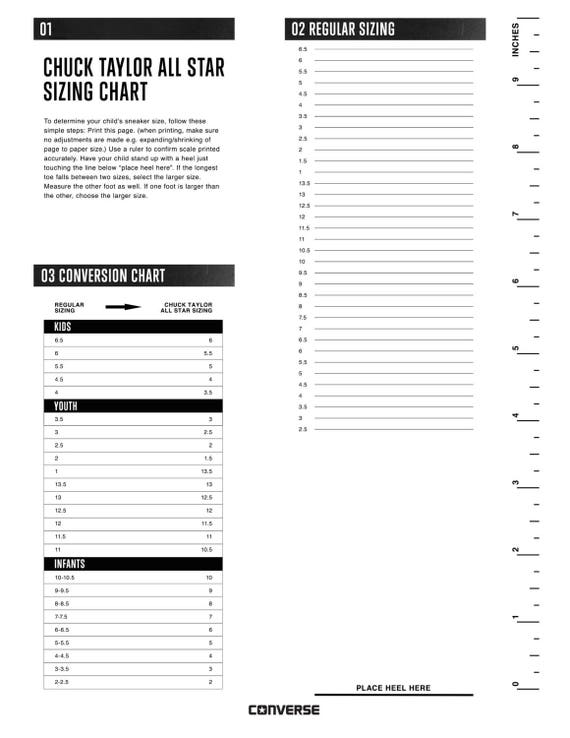 Chuck Taylor 2 Size Chart