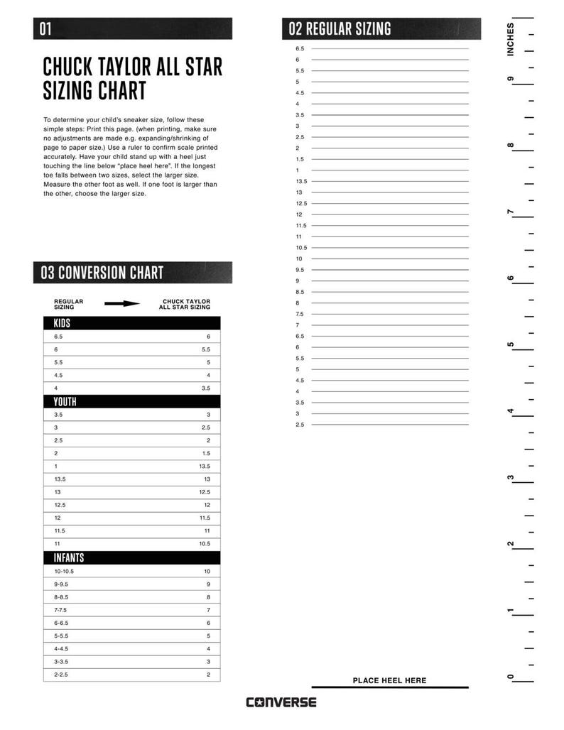 Converse Shoe Size Chart Toddler