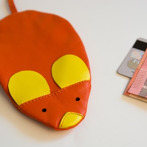 Mouse senza portafoglio in vera pelle con portafoglio per bambini con cerniera