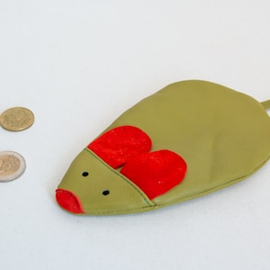 Custodia mini mouse in pelle, portafoglio con cerniera