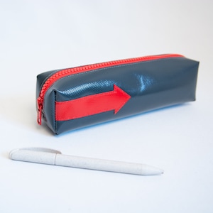 Estuche escolar de lona para camión con cremallera y flecha, sencillo y muy robusto