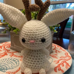 Jackalope stuffed animal handmade crochet