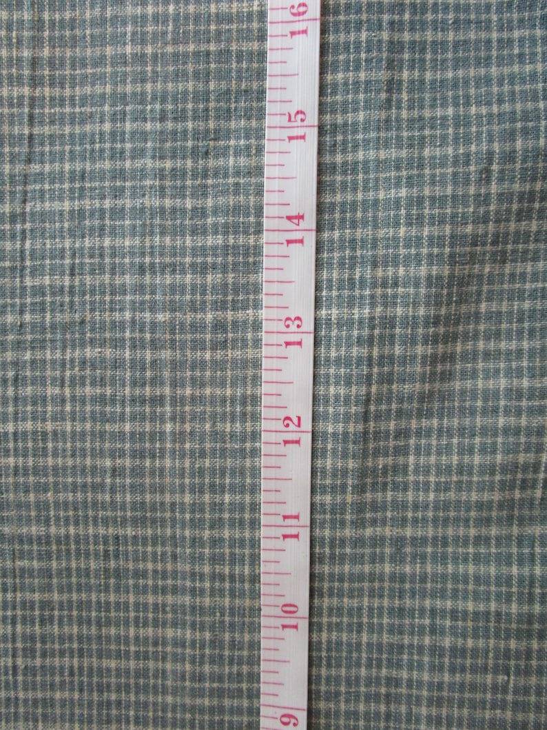 1990s Pre-washed Vintage Olive and Cream Check Homespun Cotton Fabric