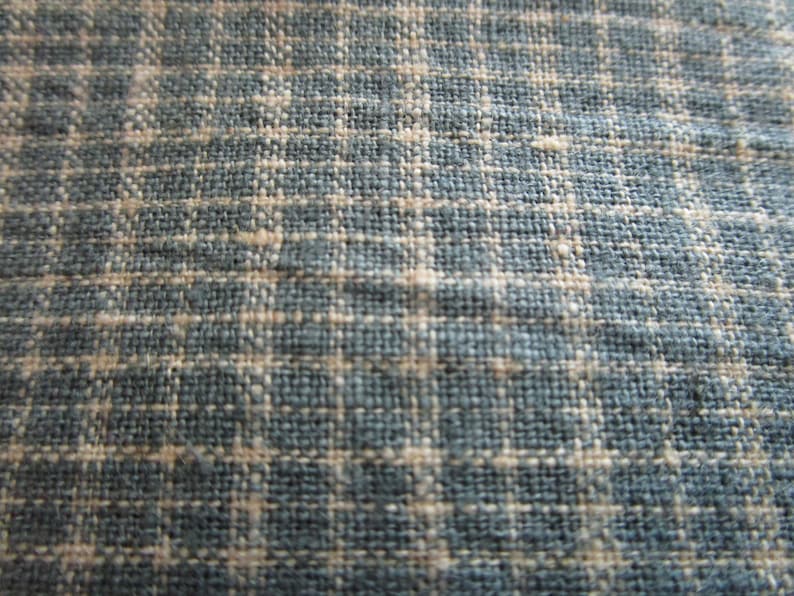 1990s Pre-washed Vintage Olive and Cream Check Homespun Cotton Fabric