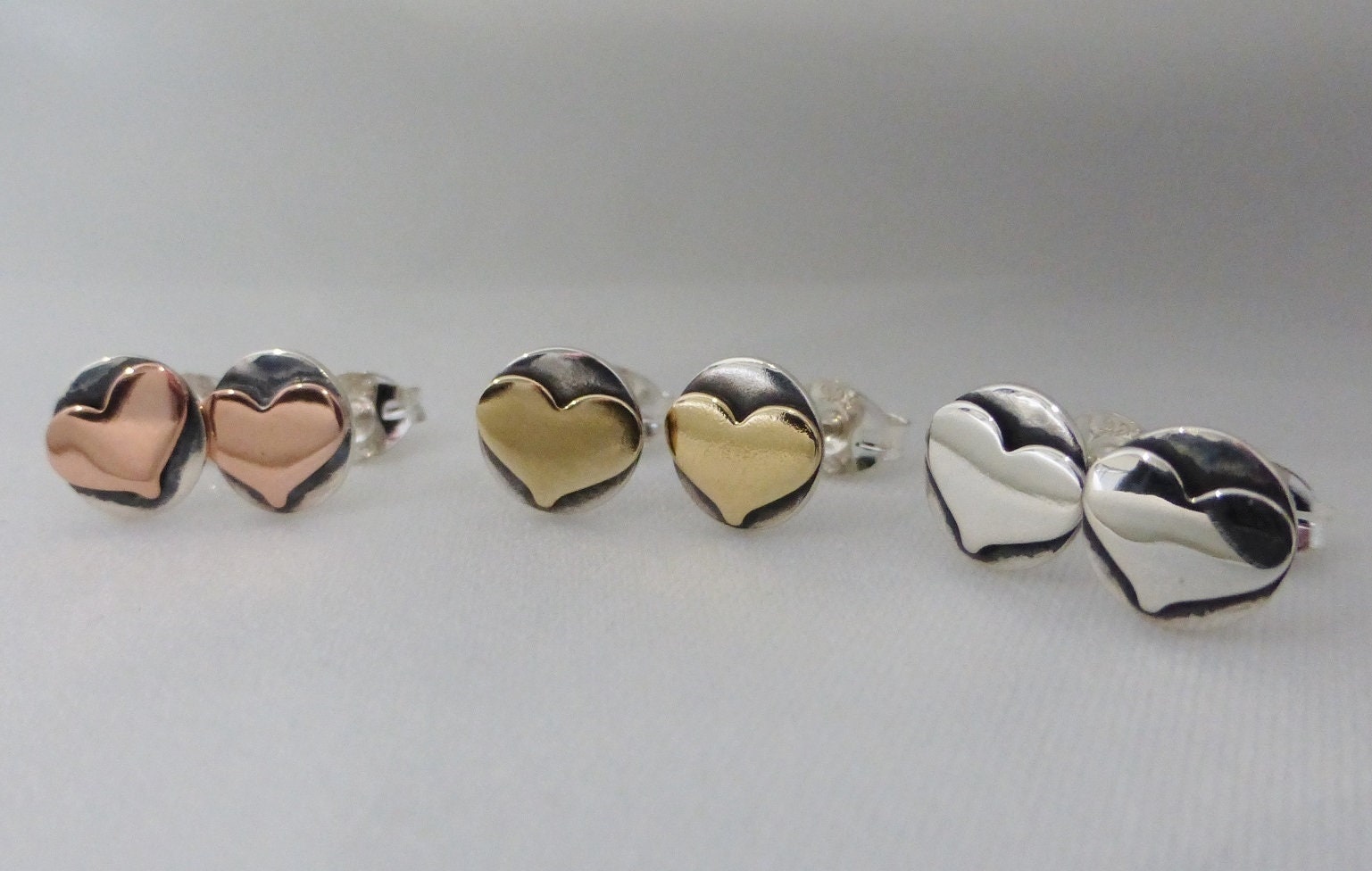 sterling silver heart stud earrings