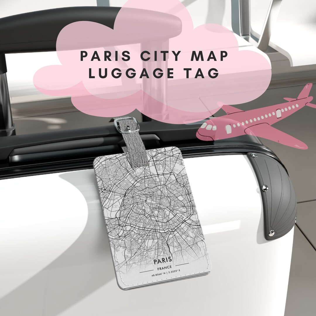 Paris Luggage Tag With Buckle City Map Print France Modern - Etsy