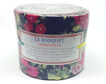 SET of 2 Le Bouquet - 20 Hand Rolled Jelly Roll Cotton Fabric Strips (2.5" x 42")