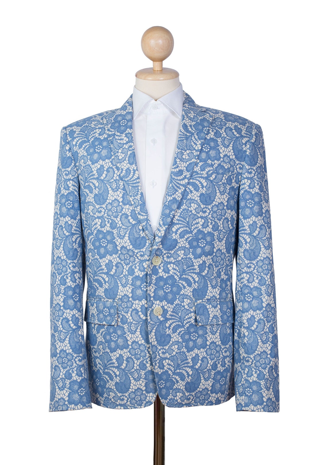 Lacy Cornflower Blue Cotton Blazer Stylish Fashion Stand Out Etsy