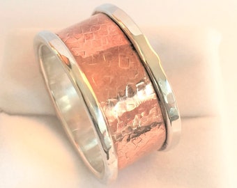 Spinner Ring. Sterling Silver and Copper