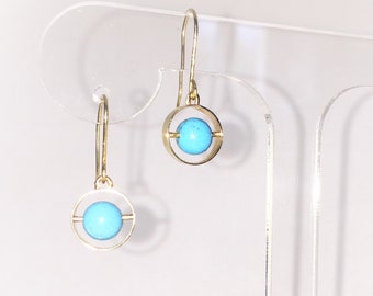 Gold 9ct earrings with Turquoise beads