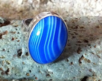 Sterling Silver and Blue Agate Ring