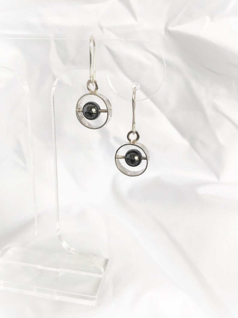 Sterling Silver and Hematite, Unique, exclusive, stunning drop earrings image 7