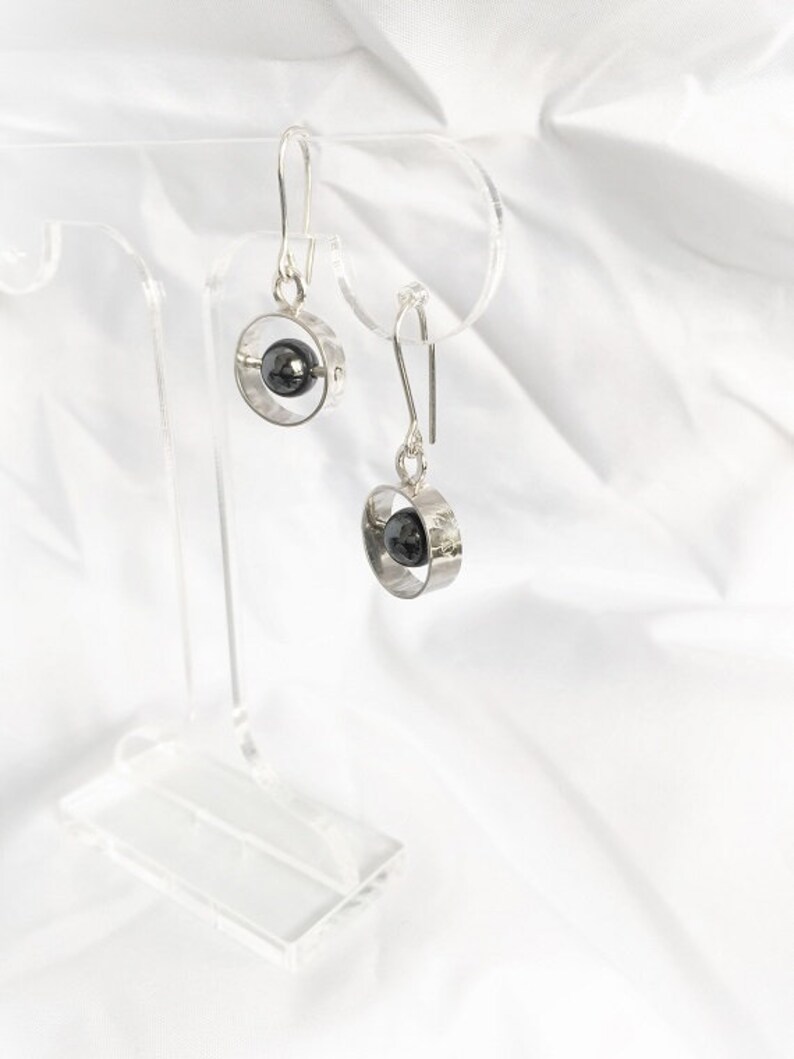 Sterling Silver and Hematite, Unique, exclusive, stunning drop earrings image 2