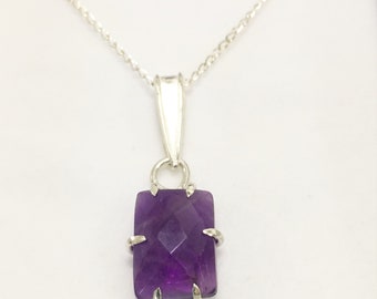 Amethyst Pendant. Claw set in Sterling Silver