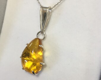 Amber and Sterling Silver Pendant