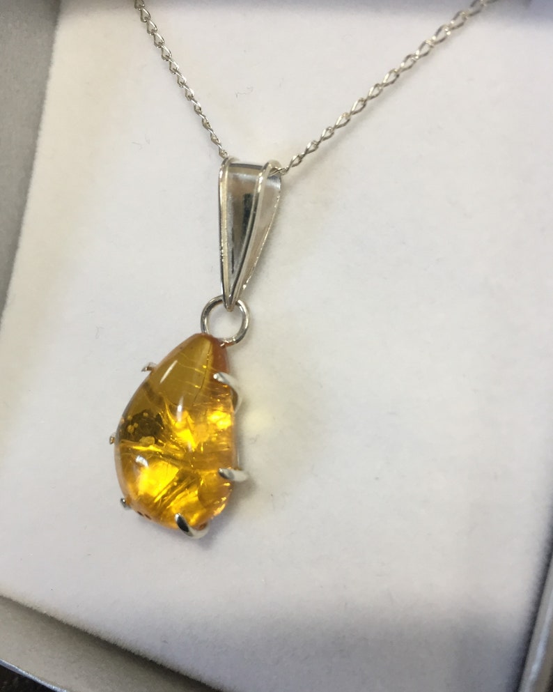 Amber and Sterling Silver Pendant image 1