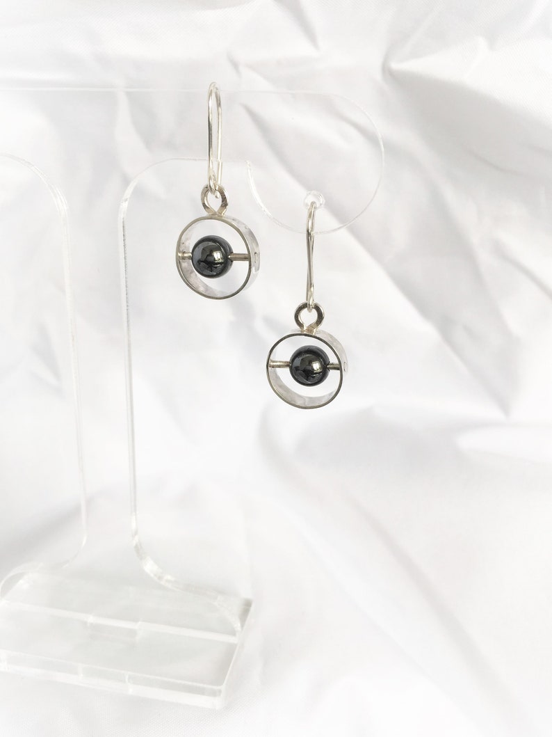 Sterling Silver and Hematite, Unique, exclusive, stunning drop earrings image 6