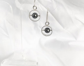 Sterling Silver and Hematite, Unique, exclusive, stunning drop earrings