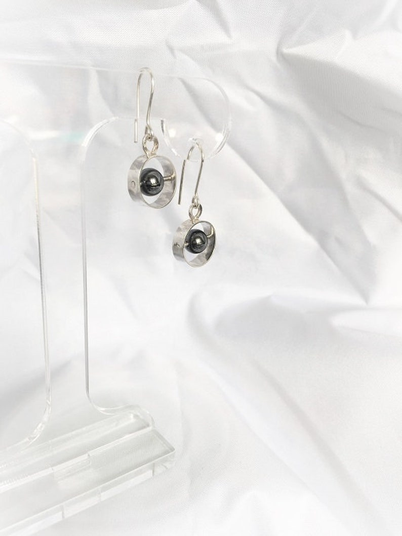 Sterling Silver and Hematite, Unique, exclusive, stunning drop earrings image 8