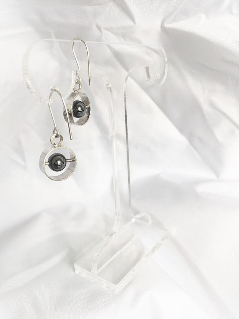 Sterling Silver and Hematite, Unique, exclusive, stunning drop earrings image 4