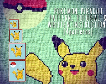 Patrón de manta de ganchillo de Pikachu, C2C, gráfico e instrucciones escritas (descarga digital)