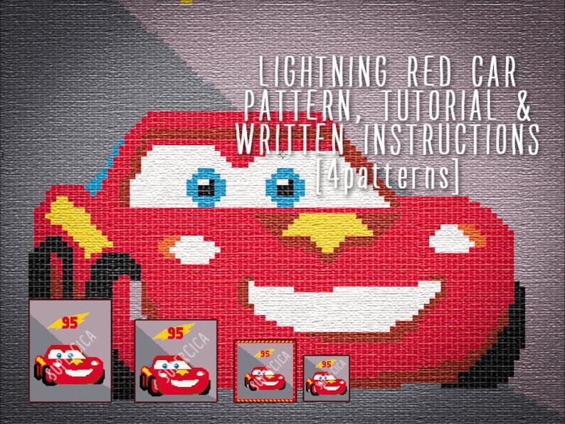 Lightning Red Car Crochet Blanket Pattern, C2C Graph and Tutorial (PDF ...