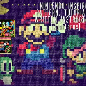 Video games characters corner to corner crochet pattern for blanket and tutorial, 2 design graph patterns and written instructions