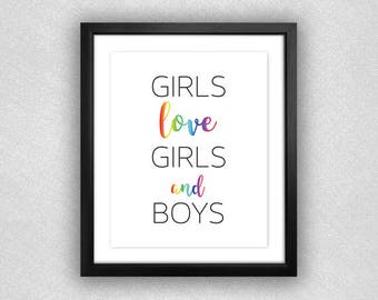 Panik! In der Disko "Mädchen Liebe Mädchen und jungen" Mädchen/Mädchen/Jungen-Druck. LGBTQ, BI, Gay, stolz. ** Digitale Download **. 8 x 10.