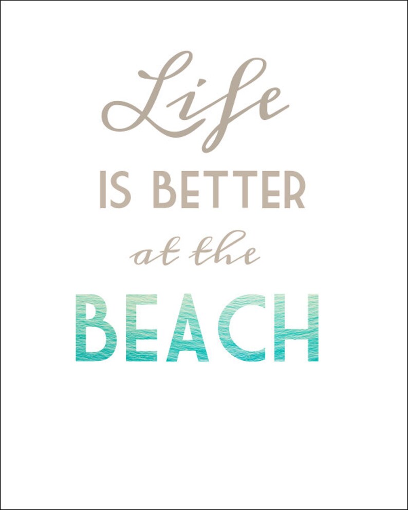 Typographic life is Better at the Beach Printable. - Etsy