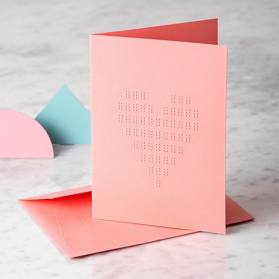 Braille Greeting Card Amour Pink Etsy