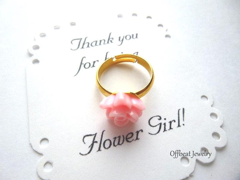 Adjustable Rose Ring: Flower Girl Jewelry, Child's Gift, image 3