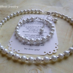 Pearl Jewelry Set, Pearl Flower Girl Jewelry Set, Pearl Bridesmaid Jewelry, Christmas Gift, Little Girls Jewelry, Kids Gifts