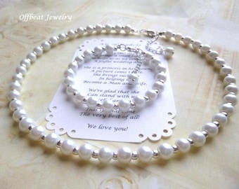 Ensemble collier de perles et bracelet assortis : une carte offerte