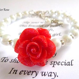 Personalized Pearl Glitter Flower Girl Bracelet, Personalized Flower Girl Gift, Pearl Flower Girl Jewelry, Personalized Pearl Child Bracelet